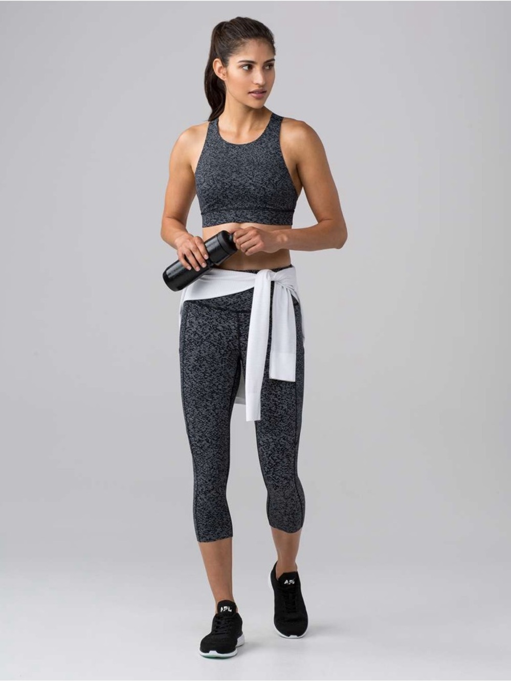Lululemon | Fast & Free Crop II | Soundwave Alpine White Black | Size 4